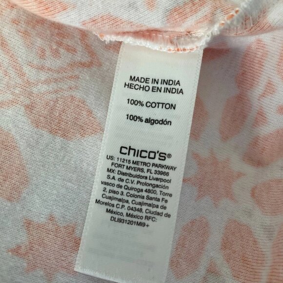 Chico's Womens Orange 3/4 Sleeve Bohemian Mosaic Floral Tunic Top Size 3 US XL - Picture 4 of 8